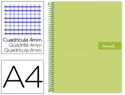 Cuaderno espiral Liderpapel Crafty A4 tapa extradura 80h 90g c/4mm. color verde